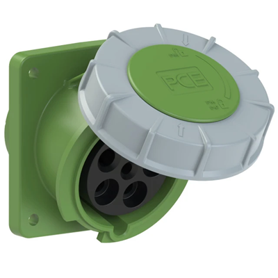 Gniazdo tablicowe skośne POWER TWIST 63A 3P+Z+N >50-500V 50/60Hz 10h IP66/67 (kołnierz 100X112, rozstaw śrub 80X88)