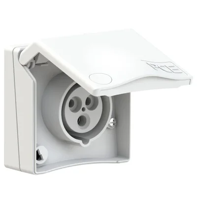 Gniazdo tablicowe zabudowane seria DESIGN 16A 2P+Z 230V 50/60Hz 6h IP44 (kołnierz 90X90, rozstaw śrub 60X60), styki niklowane