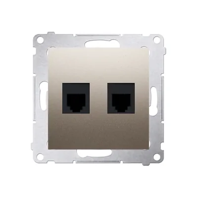 Gniazdo telefoniczne podwójne RJ12 (moduł) złoty (metalik)