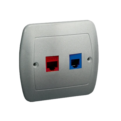 Gniazdo telefoniczne RJ12 + komputerowe RJ45 kategoria 5 dla RJ45 srebrny (metalik)