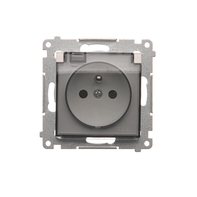 Gniazdo wtyczkowe do wersji IP44 z przesł. do ramek wielokr. (moduł) 16A 250V klapka transp. białe