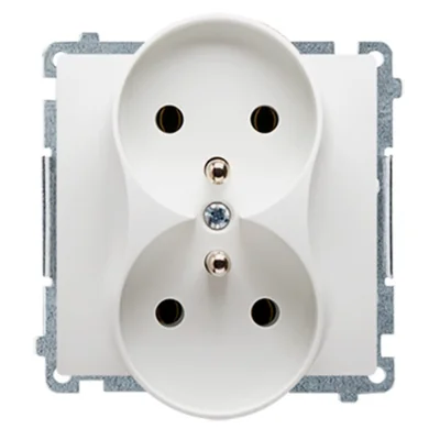 Gniazdo wtyczkowe podwójne z uziemieniem (moduł) 16A 230V białe