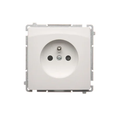Gniazdo wtyczkowe pojedyncze z uziemieniem (moduł) 16A 250V z przesłonami torów prądowych szybkozłącza białe