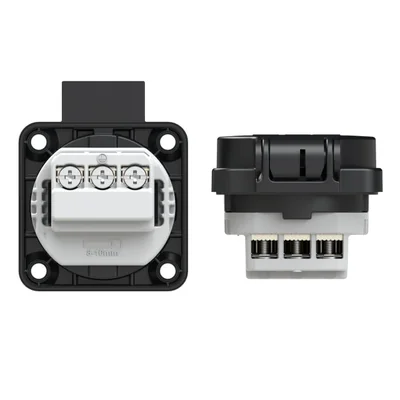 Gniazdo wtyczkowe schuko 16A 2P+Z 230V 50/60Hz IP54, boczne podłączenie kołnierz 50X50, styki niklowane, czarna