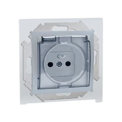 Gniazdo wtyczkowe z uziemieniem do wersji IP44 z uszczelką klapka transparentna (moduł) 16A 230V aluminium (metalik)