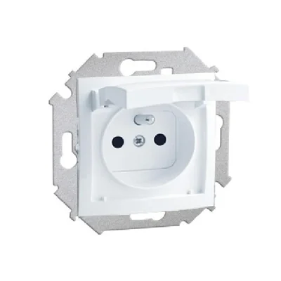 Gniazdo wtyczkowe z uziemieniem do wersji IP44 z uszczelką (moduł) 16A, 250V, zaciski śrubowe, białe