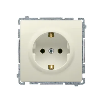 Gniazdo wtyczkowe z uziemieniem Schuko (moduł) , 230V, beżowe