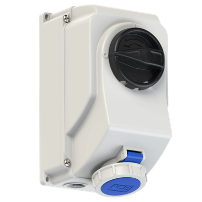 Gniazdo z wył.0-1-duże blokada mechnaiczna 16A 230V 2P+Z IP44