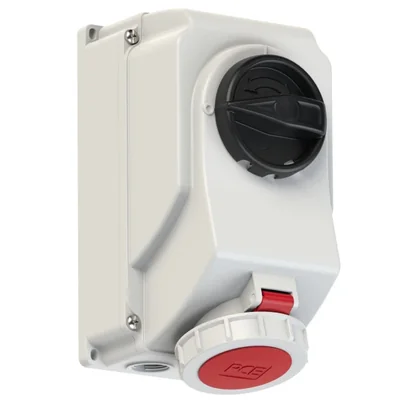 Gniazdo z wył.0-1-duże blokada mechnaiczna 16A 400V 3P+Z+N IP67
