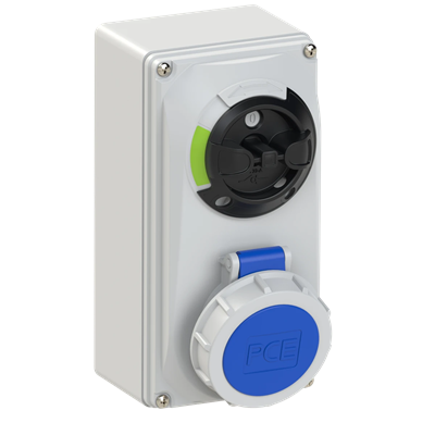 Gniazdo z wył.0-1-małe blokada mechnaiczna 16A 230V 2P+Z IP67