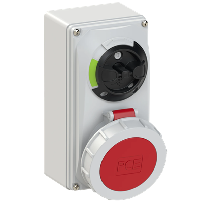Gniazdo z wył.0-1-małe blokada mechnaiczna 32A 400V 3P+Z IP67