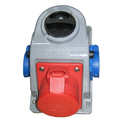Gniazdo z wyłącznikiem "COMBO-POL" IP44 16A 400V 3P+Z+N gniazda 2x230V, wył. 0-1