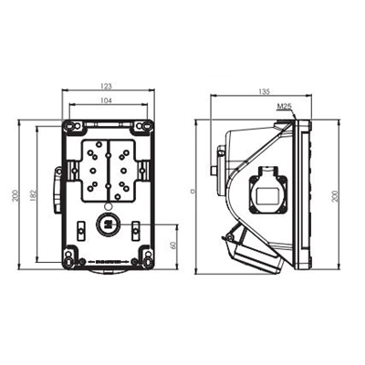 Gniazdo z wyłącznikiem "COMBO-POL" IP44 16A 400V 3P+Z+N gniazdo 230V, z wyłącznikiem L-O-P