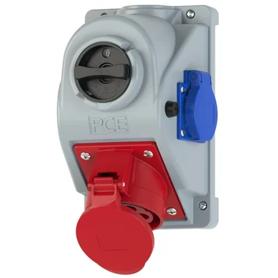 Gniazdo z wyłącznikiem "COMBO-POL" IP44 32A 400V 3P+Z+N gniazdo 230V, wył. 0-1