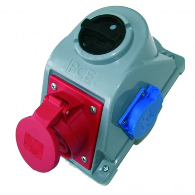 Gniazdo z wyłącznikiem "COMBO-POL" IP44 32A 400V 3P+Z+N gniazdo 230V, wył. 0-1