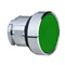 Green hooded flat push-button without backlight, metal