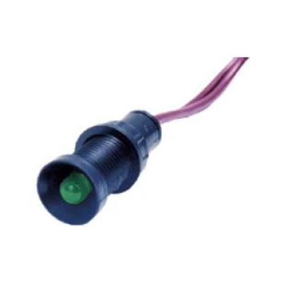 Green LED indicator, 5 mm cover, 230V