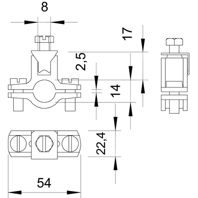 Grounding clamp for round conductor