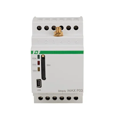 GSM remote control relay (SMS); 2xOUT, 2xIN; temperature control; 230V AC; 2x1NO/NC; DIN rail mounting