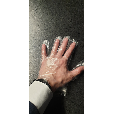 Guantes desechables de HDPE, talla universal, transparentes, 100 uds.