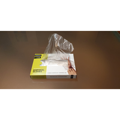 Guantes desechables de HDPE, talla universal, transparentes, 100 uds.