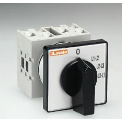 GX1667U GX Series Cam Switch, Voltmeter Switch, Phase to Phase Voltage, 16A, Panel Mount, with Black Knob and 48x48mm Plate