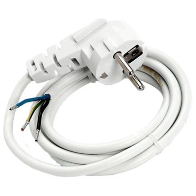 H03VV-F(OMY) 3x1 1,5m 300/300V-Kabel mit abgewinkeltem Uni-Schuko-Stecker weiß