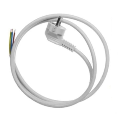 H03VV-F(OMY) 3x1 1,5m 300/300V-Kabel mit abgewinkeltem Uni-Schuko-Stecker weiß