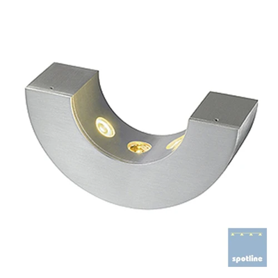 HALF PIPE halbrunde Wandleuchte Aluminium matt 3x 1W 3000K
