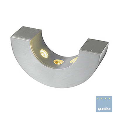 HALF PIPE semicircular wall lamp aluminum matt 3x 1W 3000K