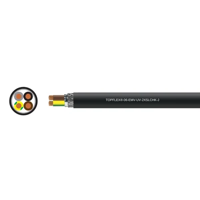 Halogenfreies Wechselrichterkabel TOPFLEX®-06-EMV-UV-2XSLCHK-J 4G10 mm² schwarz, farbige Adern nach DIN VDE 0293-308