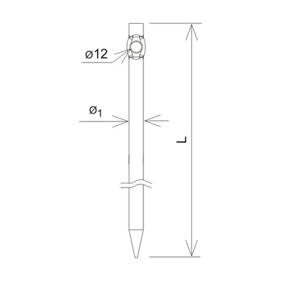 Hammered handle for strings L=35 cm, forged, smooth, hot-dip galvanized