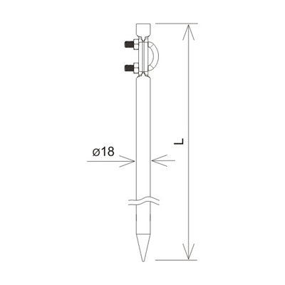 Hammered handle for strings with a lock L=40m, forged, smooth, hot-dip galvanized