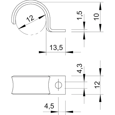 Handle fi 12mm steel WN 7855 A 12
