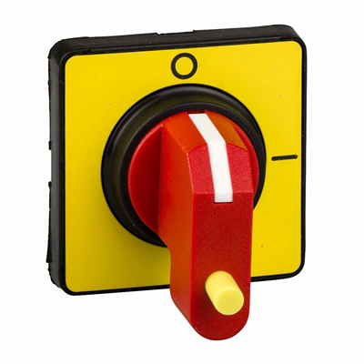 Handles and front plates for 45x45 red/yellow switch disconnectors