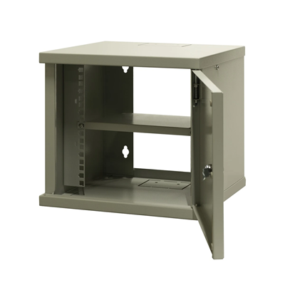 Hanging cabinet 10'' 6U, sheet metal door, 315×310x330, RAL: Cabinet 7044, complete with shelf and set of 6 mounting screws