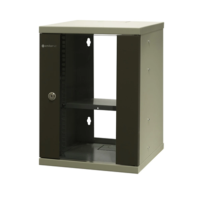 Hanging wardrobe 10'' 9U, steel/glass door, 325×330x445, RAL: Wardrobe 7044, shelf included