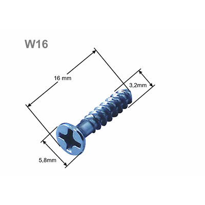 Hardware screw for wiring boxes, length 16mm