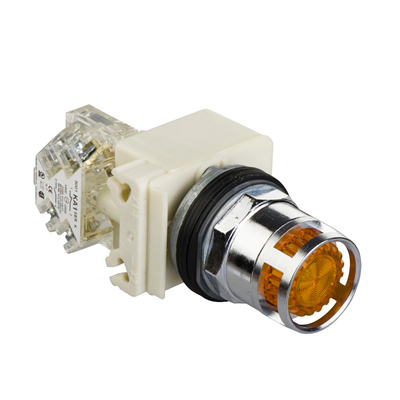 Harmony 9001K Button illuminated orange LED 120VAC/DC 10A BA9s 1C/O Ø30