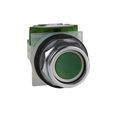 Harmony 9001K Concave pushbutton Ø30 green spring return 1 NO metal octagonal