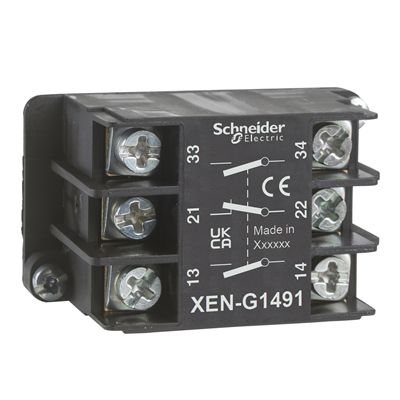 Harmony XAC Spring return contact block 1NC+2NO screw terminals