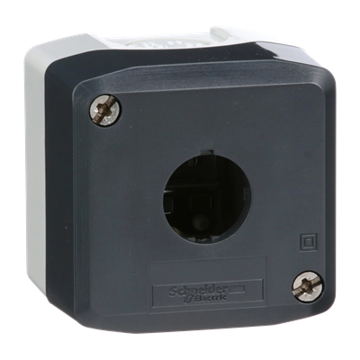 Harmony XALD Empty control box 1 hole Ø22 dark gray with light gray plastic base