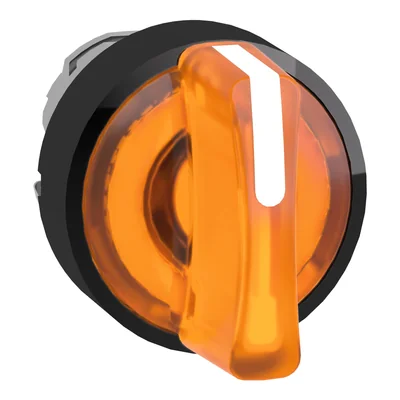 Harmony XB4 3polohový spínač Ø22, oranžový, samovratný, kulatý kovový LED