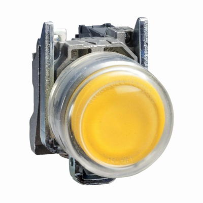 Harmony XB4 Botón de retorno automático amarillo con capucha sin marca, metal