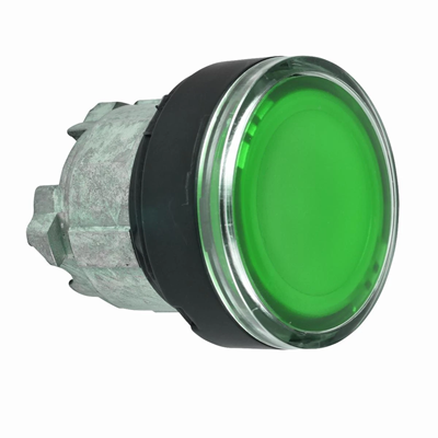 Harmony XB4 Bouton poussoir plat Ø22 LED verte auto-retour métal rond