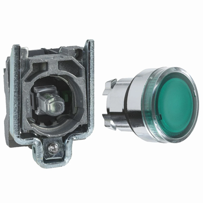 Harmony XB4 Bouton poussoir vert intérieur complet lumineux Ø22 1NO 24V