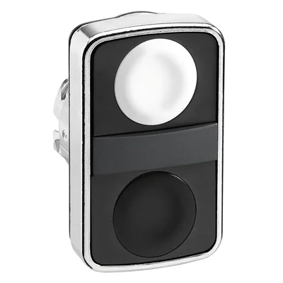 Harmony XB4, cabezal de doble botón, blanco/negro, retorno momentáneo, metal, sin marca.