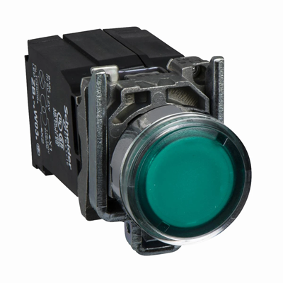 Harmony XB4 Flat button green bulb 220/240V metal transformer