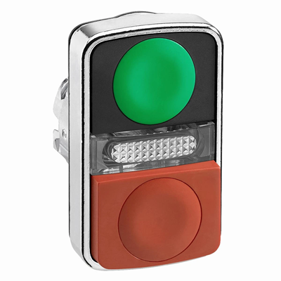 Harmony XB4 Flat/protruding green/red metal LED double-push button actuator