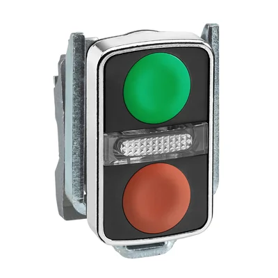 Harmony XB4 Green/red metal double flat button head